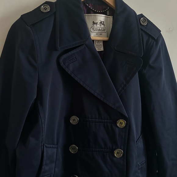 coach navy designer button down jacket 🪬 - Picture 3 of 5